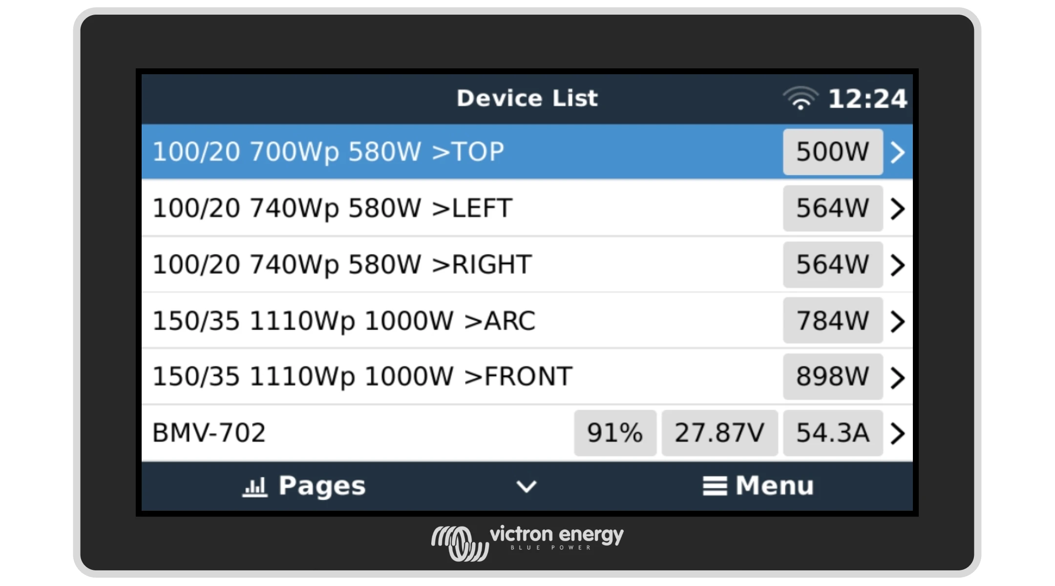 Контроль каж­дого устрой­ства в системе Victron Energy